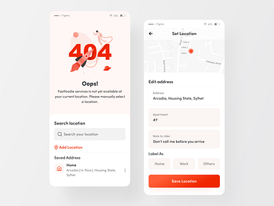 FastFoodie - Set Location app design best dribbble shot delivery food app food delivery app food delivery application food ordering food ordering app mobile restaurant restaurant app ui ux