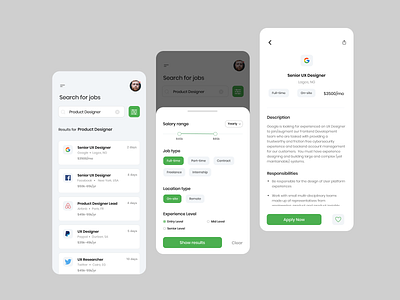 Job Portal App filter filter ui ios job job application job portal ui ux
