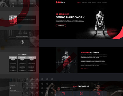 Fitness and GYM Center Landing Page | Adobe XD 2020 dark theme debut fitness landing page gym landing page home page design landing page minimal landgin page trending web template design website template