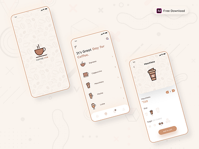 Daily UI Challenge 065/100 - Coffee Shop App - (Freebie) 100uichallenge adobe xd animation ankur tripathi app app design coffee app coffee app design coffee shop app coffeeshop coffeshopapp daily 100 challenge dailychallenge dailyui dailyuichallenge free download freebie uidesign uiinspiration