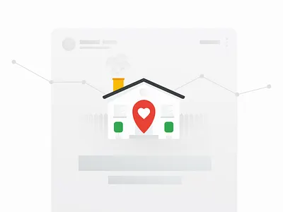 Stay Home abstract activity chimney fence google heart home house illustration map pin stayhome ui uidesign
