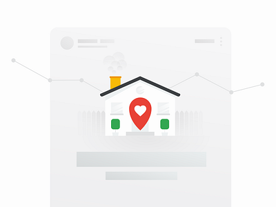 Stay Home abstract activity chimney fence google heart home house illustration map pin stayhome ui uidesign