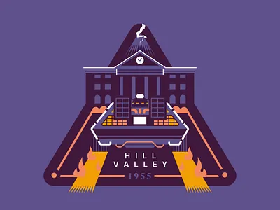 Welcome to Hill Valley, California art back to the future badgedesign delorean flat flat illustration geek art illustration patch retro vector