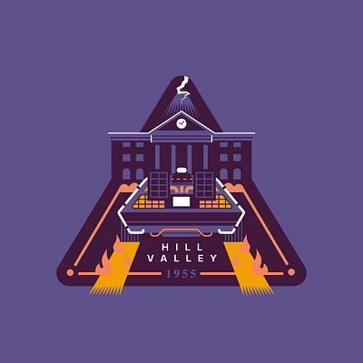 Welcome to Hill Valley, California art back to the future badgedesign delorean flat flat illustration geek art illustration patch retro vector