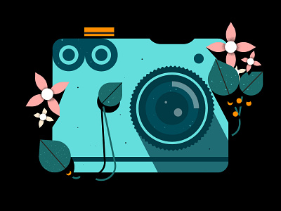 Camera 2d camera design flat flower geometric illustration leaf lens photography shapes shutter simple texture vector