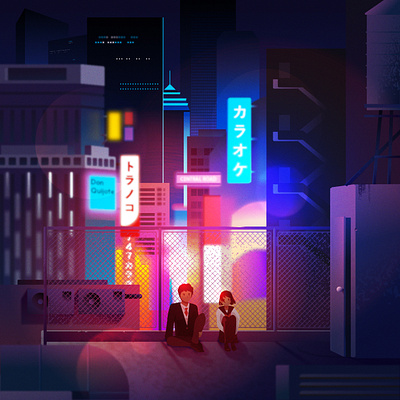 Lonely Tokyo adobe illustrator illustration