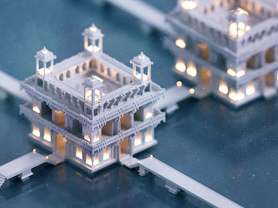 Bridge 3d bridge illustration render temple voxel voxelart