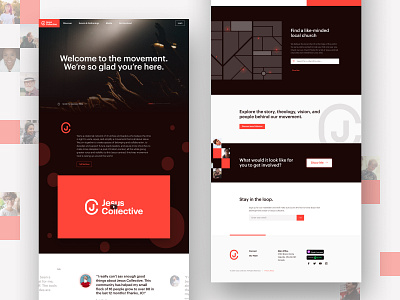 Jesus Collective Website avatar brown circles clean graphik homepage homepage design jesus landing page minimal modern orange panels responsive web simple ui ux web page design website website design