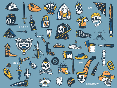 Broke Flash Sheet cowboy knives rainier ramp reaper sewer shark skull tooth