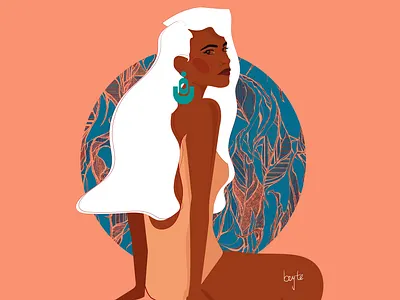Esther african woman afro cartoon illustration contemporary art design female character female designers female portrait illustration vector