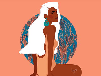 Esther african woman afro cartoon illustration contemporary art design female character female designers female portrait illustration vector