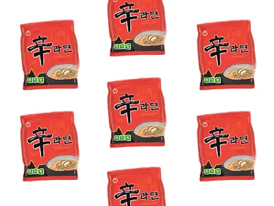 Quarantine Staple - Shin Ramen drawing food illustration instant ramen ipad korean package procreate ramen sketch