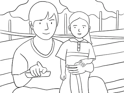 Day 10: Father blackandwhite cute design doodles drawing father girl girls illustration line lineart linework minimal minimalism