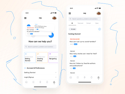 Frequently Asked Questions 092 app app design clean dailyui dailyui 092 dailyuichallenge design faq fashion frequently asked questions medium mobile design nav navbar navigation menu question search bar ui