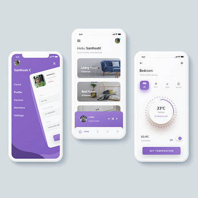 Smart Home App app app design cleanui concept dailyui minimalist purple smart home app smarthome ui ux