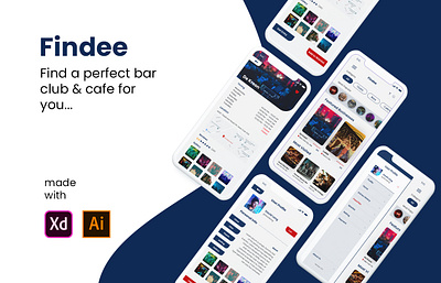 Findee Place Finder UI adobexd app app ui design flat icon ios app design ios design minimal mobile app mobile app design sketch ui ux vector