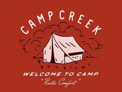 Welcome to Camp. brand brand design brand identity branding clouds design illustration logo mark tent type typography vector