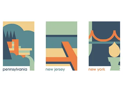Minimalist U.S. States - Metropolitan adobe illustrator color design illustration metropolitan minimalist art minimalist design minimalist states new jersey new york pennsylvania u.s. states