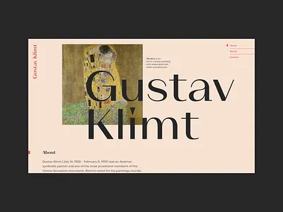 Gustav Klimt art artist bio biography concept flat graphic home homepage illustration landing landing page landingpage typography ui uidesign web web design webdesign website