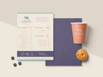 Nôma - Menu blueberry illustration logo menu orange pattern purple tangerine visual identity