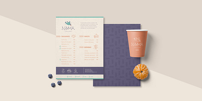 Nôma - Menu blueberry illustration logo menu orange pattern purple tangerine visual identity