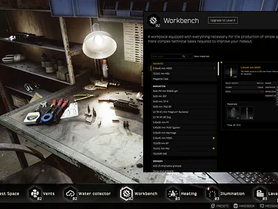 Escape from Tarkov - Workbench crafting eft escape from tarkov game game design ui ui design workbench