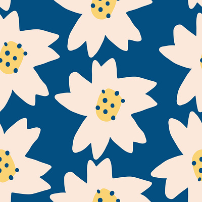 Pantone Classic Blue Pattern Seamless Repeat Pattern blue bold branding classic close closeup daisy floral folk illustraion modern pantone pattern patterns repeat scandanavian seamless vector vintage