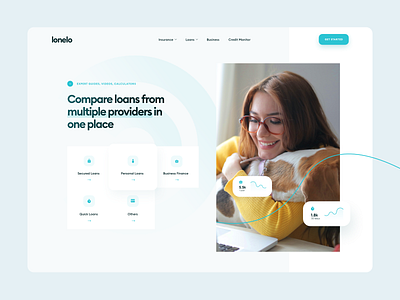 Lonelo - Compare Loans Webdesign banking blue compare design finance fintech green icons insurance landing loan pastel ui web design webdesign website