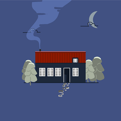 Night Cabin 100daychallenge 100dayproject 100daysproject adobeillustator design flat illustration minimal vector