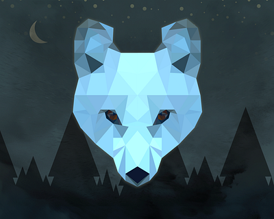 Low Poly Wolf blue dark forest low poly sky vector wolf