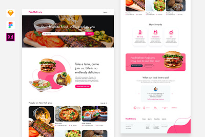 Food Delivery Landing Page delivery design food landing listing page restaurant template ui website