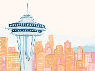 Seattle alto city cityscape design drawing illustration illustrator needle pharmacy procreate seattle