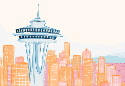 Seattle alto city cityscape design drawing illustration illustrator needle pharmacy procreate seattle