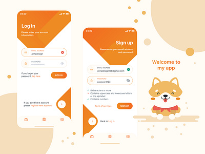 Log in & Sign up annadesign dailyui001 design login mobile app design orange signup ui uidesign ux