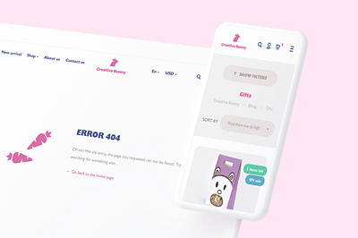Mobile catalog page / Error 404 / Creative Bunny website arabic bunny catalog catalog template creative ecommerce error 404 error page light minimal pink qatar responsive shop store ui uidesign web website whitespace