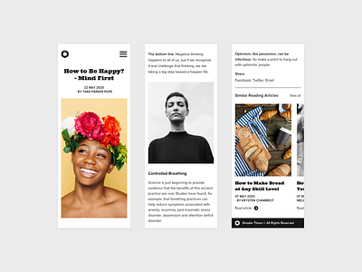 Sharing more designs from blog design project - Simpler Times. article blog design minimal typography ui ui design user experience user interface web design