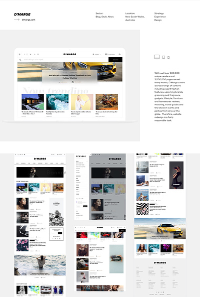 Design website for D'MARGE / The Playbook For The Modern Man black and white business fashion health magazine magazine design man menswear minimal minimalism modern money news newsfeed responsive style traveling web website design whitespace