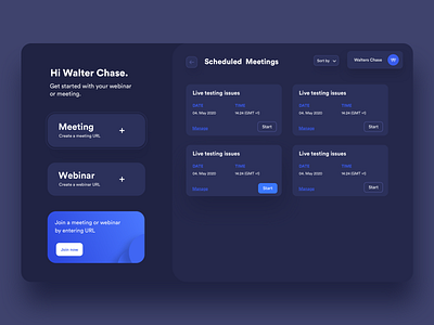 Meet web app conferance dark art design dribbble meeting schedule sketch ui design ux design video call webinar
