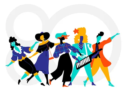 80s People celebrities characterdesign dress code eccentric fun lifestyle look people people illustration society vip