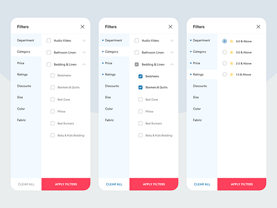 Apply Filter Screens : E-Commerce Platform android clean design filter filters flat font minimal ui