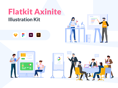 Illustration Kit Axenite app character design flatdesign hero illustration illustration kit kit mobile mobile app ui vector web website