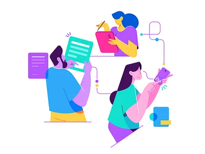 Remote signature - illustration affinity designer character clean docs illustration man pattern simple woman