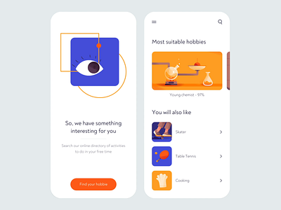 Mobile app - Hobby animation app clean colors design minimal mobile motion ui ux