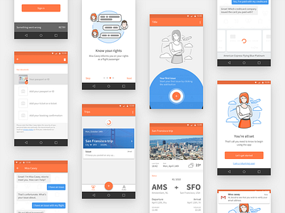 Miss Casey iOS & Android app conversational ui design illustrator native app ui ux