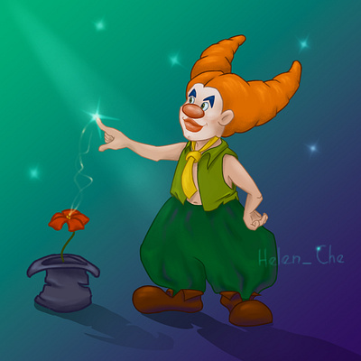Moon clown 2d art book cover character design digital art digital illustration digital painting drawing illustration illustrator sketch