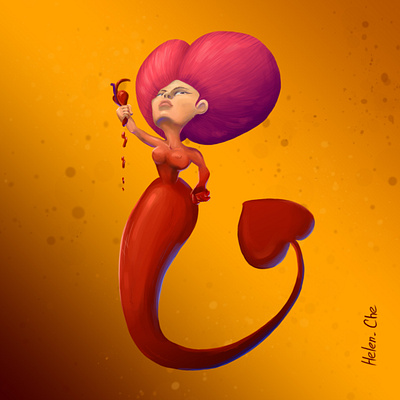 Mermaid the Heart Queen 2d art 2d character book cover character design digital art digital painting drawing illustration illustrator sketch