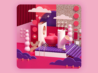 Pink Illustration 3d art adobe cinema 4d design dribbble illustration photoshop redshift render ui