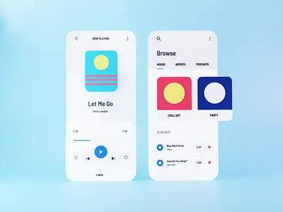 3D Music Player App 3d 3d render animation app clean design minimal music music app music player playlist ui ui ux website
