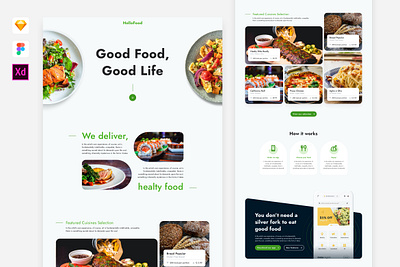 Food Delivery Landing Page delivery design food hero landing mobile page sketch template ui website