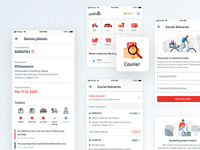 Delivery Tracking from Pathao App app app ui card ui courier delivery ecommerce icon illustration interface mobile ui product design tracking ui ui design ux